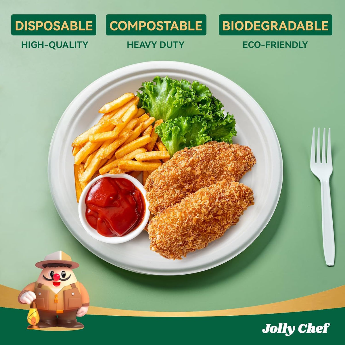Compostable Heavy Duty Plates   [ ] Eco-Friendly Disposable White Paper Plates Made of Bagasse Biodegradable for Party Dinner Sugarcane Fibers Thanksgiving Day