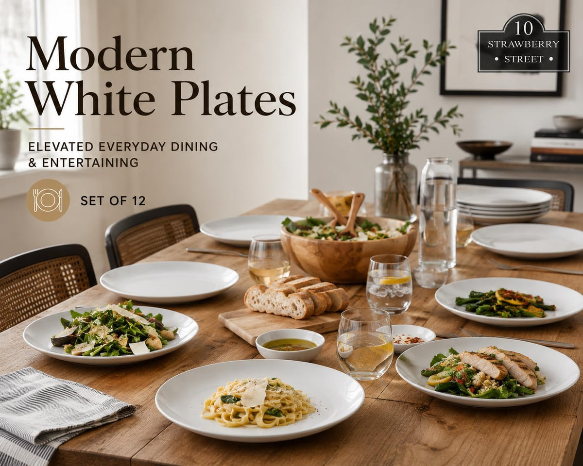 10 Strawberry Street 10.5" Catering Coupe Dinner Plate, Set of 12,White