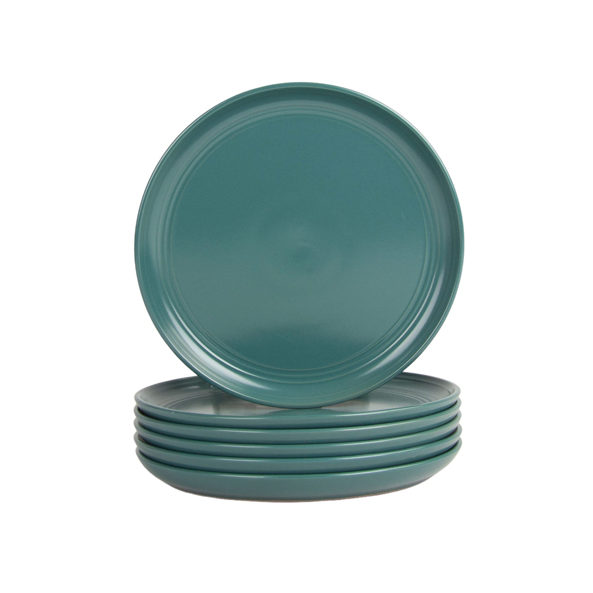Double Line 10.5" Dinner Plate, Set of 6, Matte Black