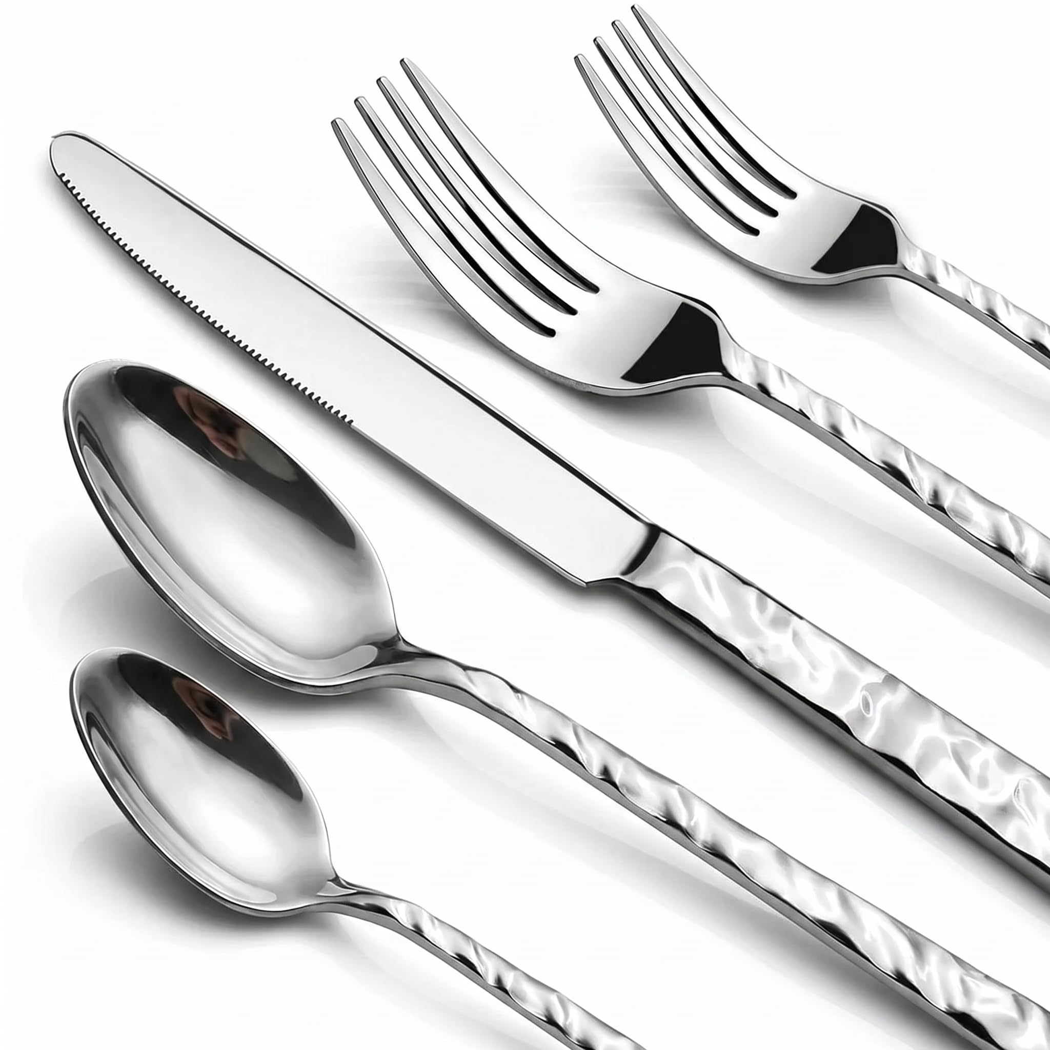 NICE KITCHEN Silverware Set, 40 Piece Stainless Steel Cutlery Sets for 8 | Heavy Duty Flatware, Mirror Polished Forks Spoons and Knives Set, Reusable Utensils for Home Kitchen, Dishwasher Safe