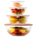 Glass Mixing Bowls with Lids Sets, 5 PCS Serving Bowls for Party or Kitchen | For Baking, Meal Prepping and Salad, Bpa Free and Dishwasher and microwave Safe Serving Bowls, 0.2/0.5/1.1/2.1/3.7Qt