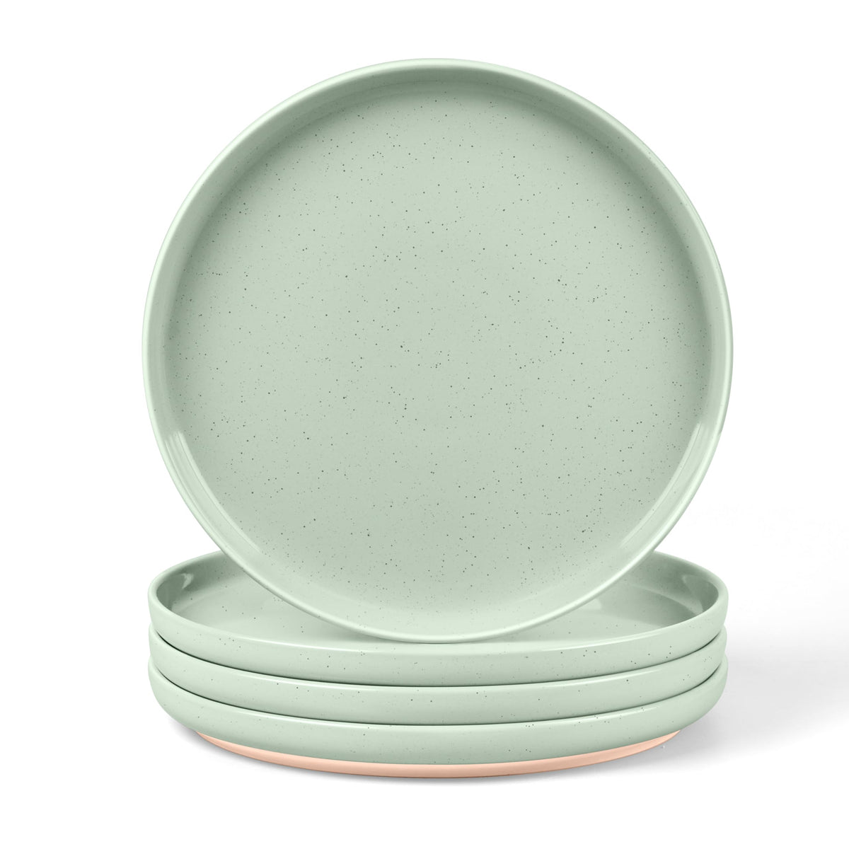 LIANYU Stoneware Dinner Plates Set of 4, 10.5 Inch Porcelain Kitchen Plates, High Edge Flat Dishes Set for Steak, Salad, Dessert, Microwave & Dishwasher & Oven Safe, Scratch Resistant, Milky Brown