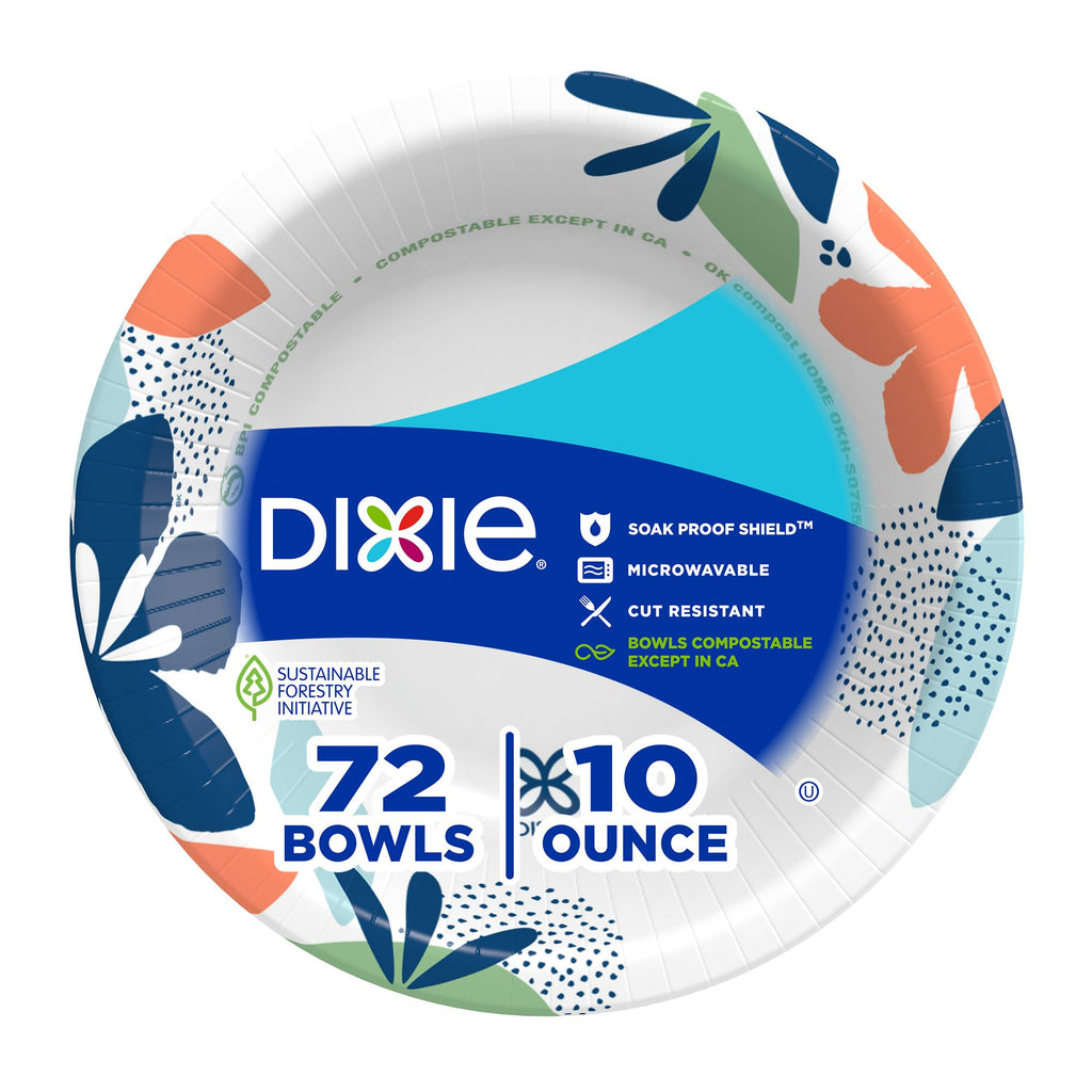 Dixie Small Paper Bowls, 10 Oz, 280 Count (8 packs of 35 bowls), Microwave-Safe, Soak-Proof, Disposable Bowls Great For Snacks, Dessert, And Light Lunch Meals