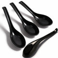 4PCS Asian Soup Spoons, Chinese Japanese Miso Ramen Wonton Dumpling Pho Rice Noodle Soba Soup Spoons, Red and Black Melamine Spoons