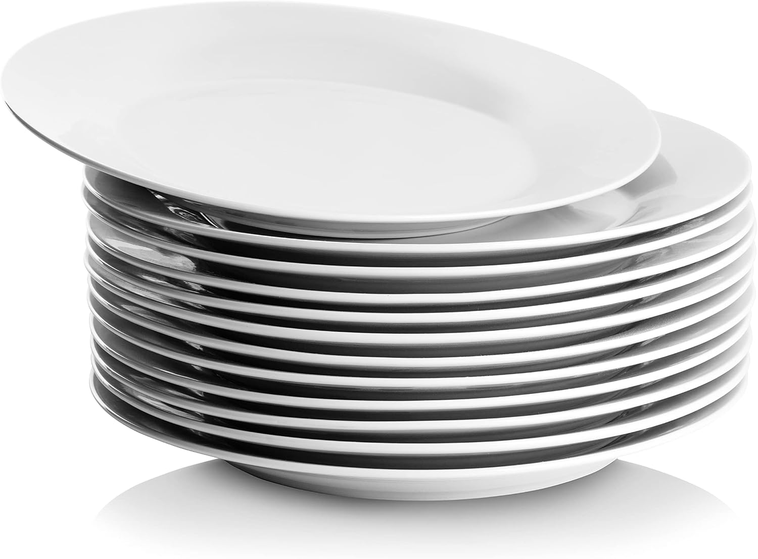 10 Strawberry Street 10.5" Catering Round Dinner Plate, Set of 12 , White