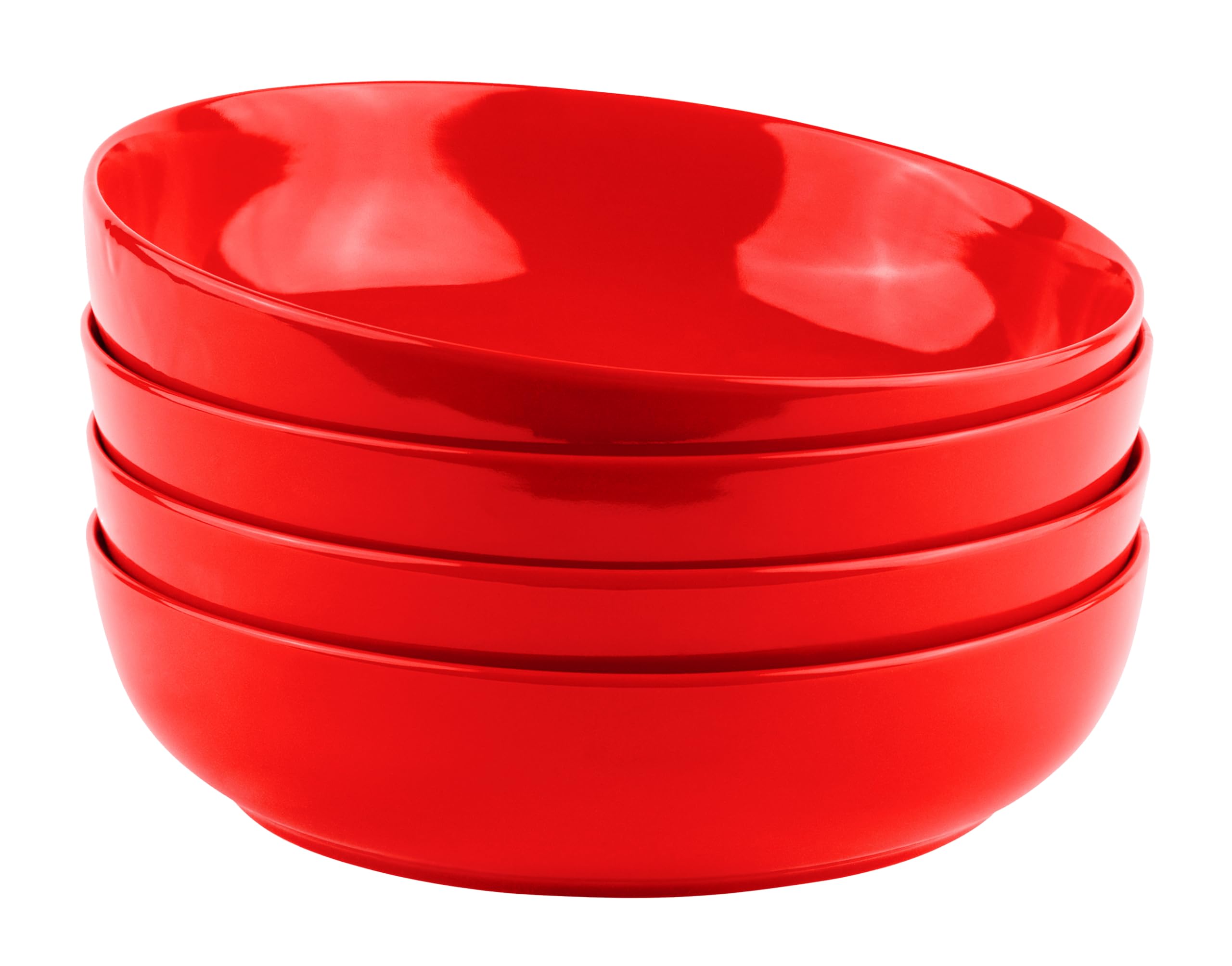 KooK Pasta Bowl, Salad Bowls, Bowls, Serving Bowls, Soup, Ceramic, Large Capacity, Microwave & Dishwasher Safe, Set of 4, 40 Oz, (White)