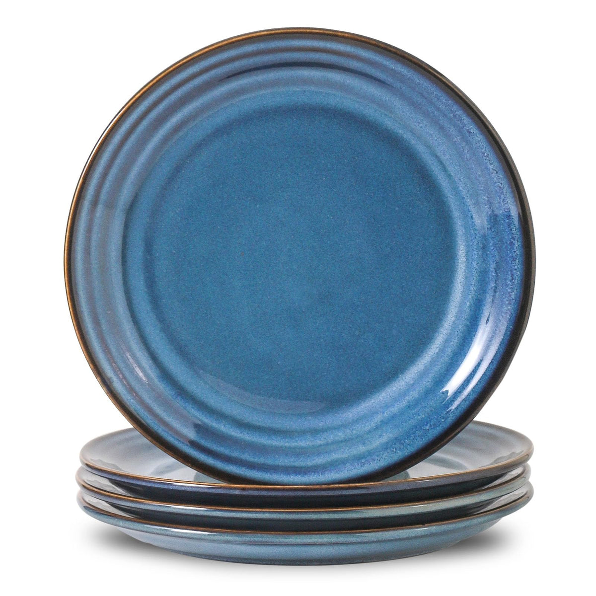 HASENSE Ceramic Dinner Plates Set of 2,10 Inch Large Porcelain Pasta and Salad Plates,Blue Stoneware Plate Set Microwave,Oven,and Dishwasher Safe