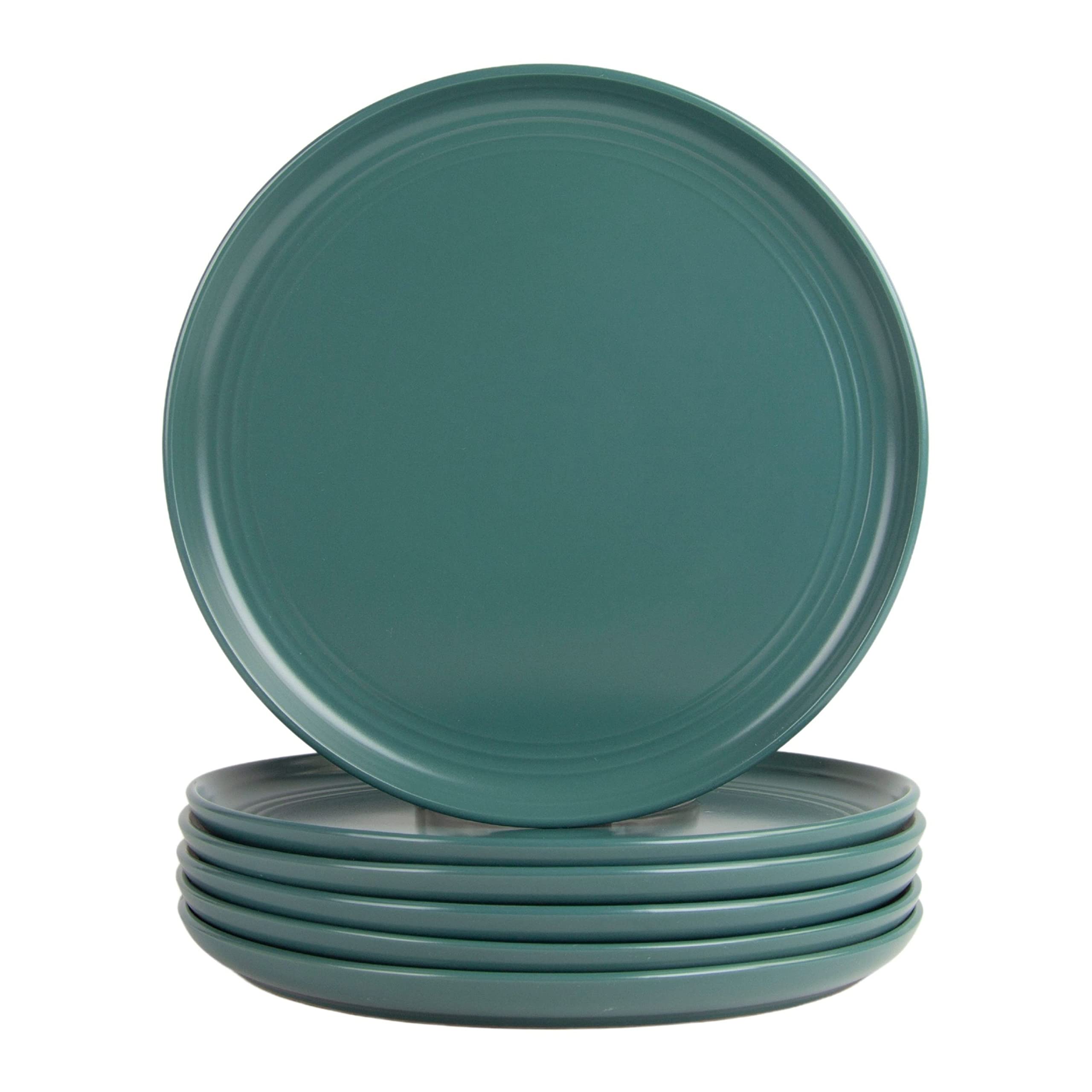 Double Line 10.5" Dinner Plate, Set of 6, Matte Black