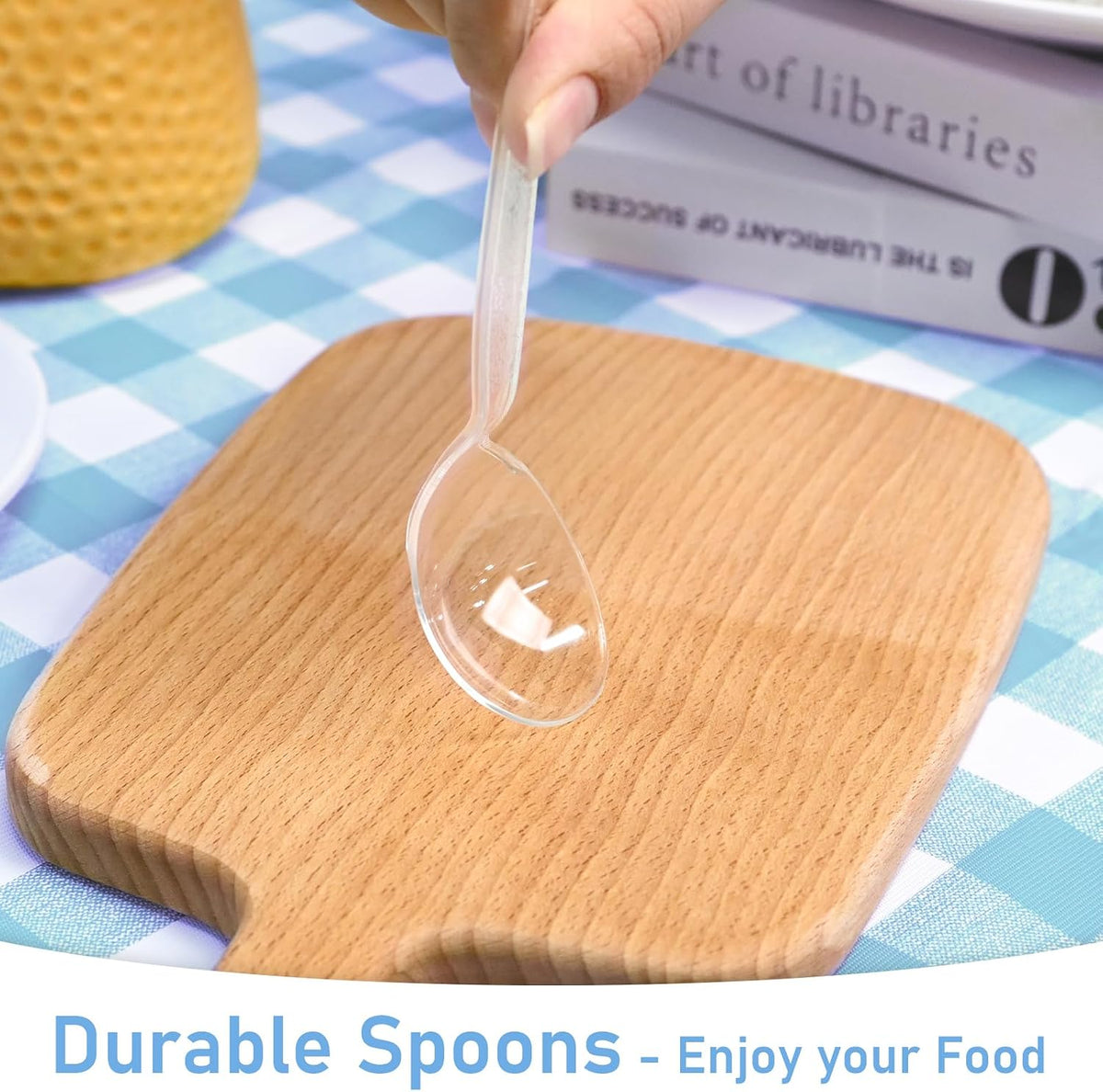 EcoDispose 100 Count Disposable Clear Plastic Spoons, Heavy Duty Cutlery | Heat Resistant, BPA-Free, Durable Plastic Silverware, for Catering Party Event Supply