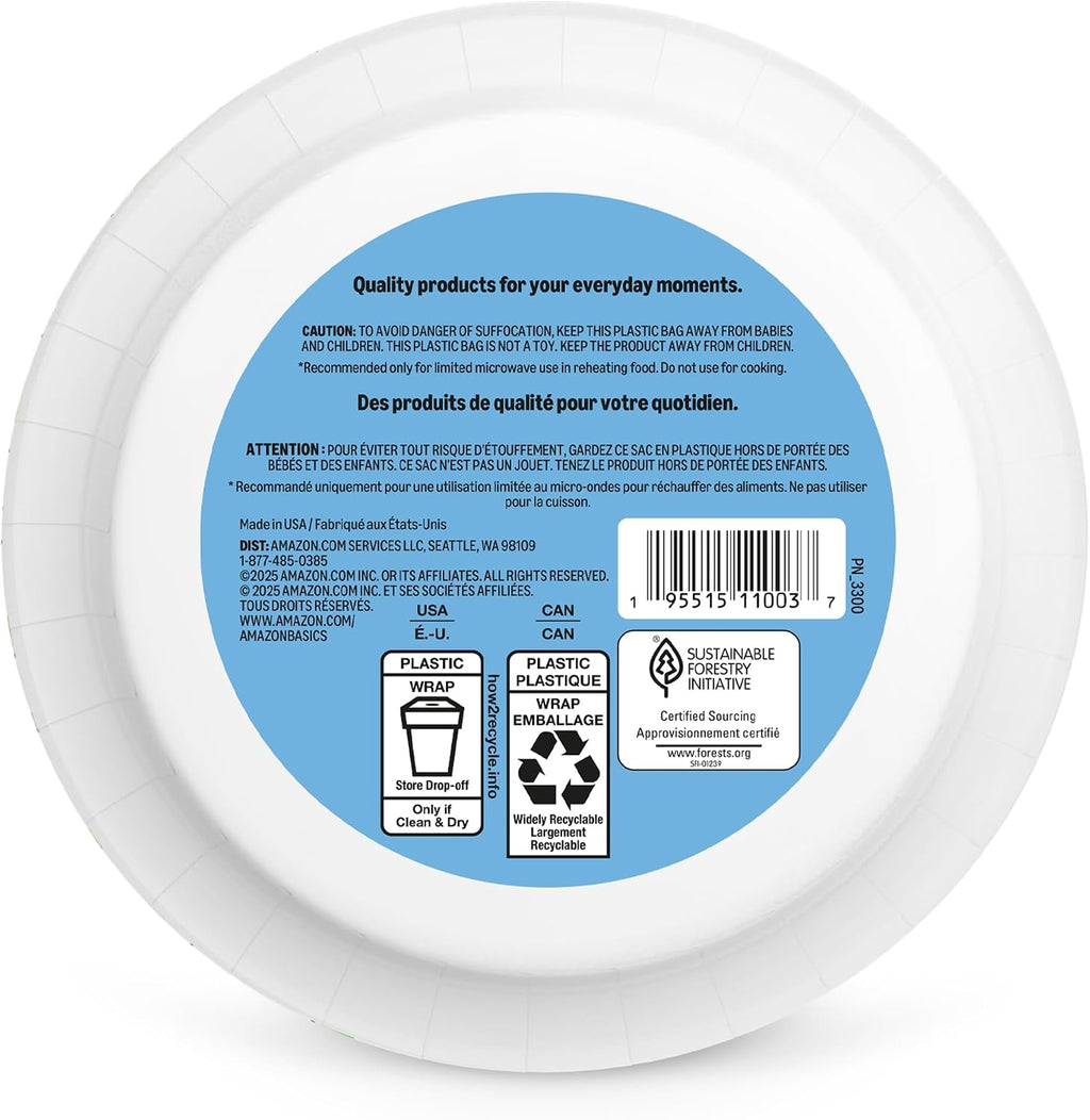 Amazon Basics Ultra Disposable Paper Bowls, 20 Oz, Microwave Safe, Soak Proof, Strong & Sturdy, White, 50 Count, Packaging May Vary
