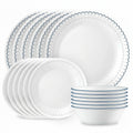 Corelle Vitrelle 18 Piece Glass Dinnerware Sets Service for 6, Triple Layer Chip & Crack Resistant Glass Plate and Bowl Sets, Wildflower