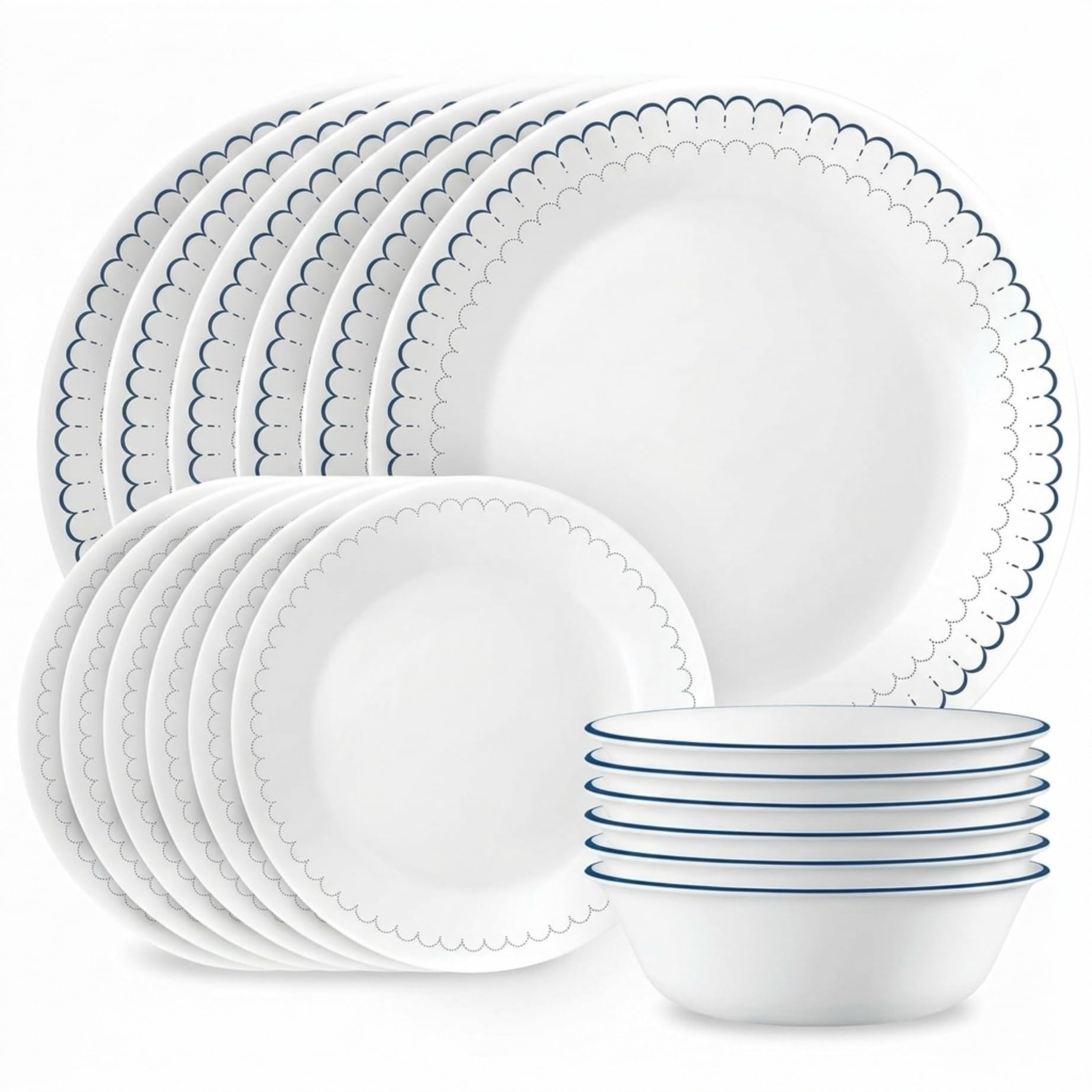 Corelle Vitrelle 18 Piece Glass Dinnerware Sets Service for 6, Triple Layer Chip & Crack Resistant Glass Plate and Bowl Sets, Wildflower