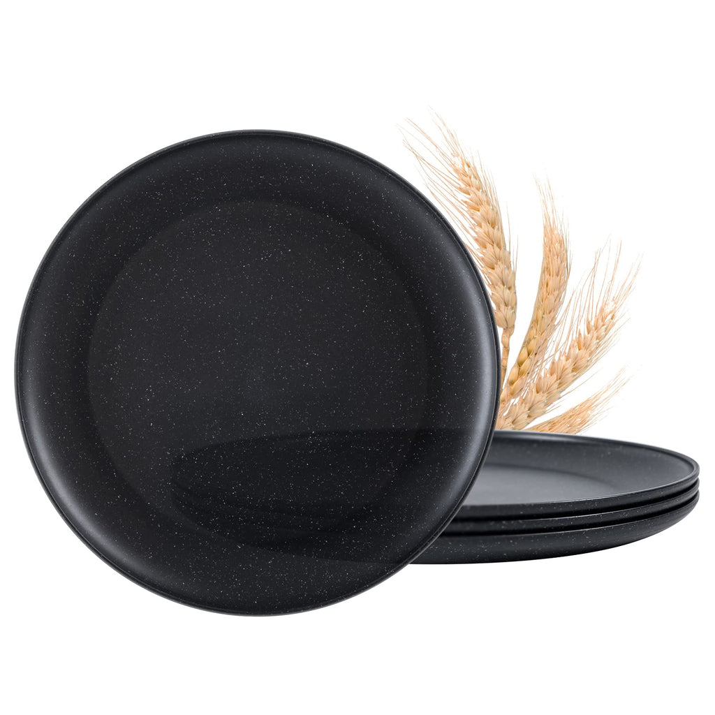 MISS BIG Wheat Straw Plates Set of 8, 10 Inch Dinner Plates, BPA Free | Family-size wheat straw dinner plates for daily meals, fewer paper plates, dishwasher cleanup, and short reheating.
