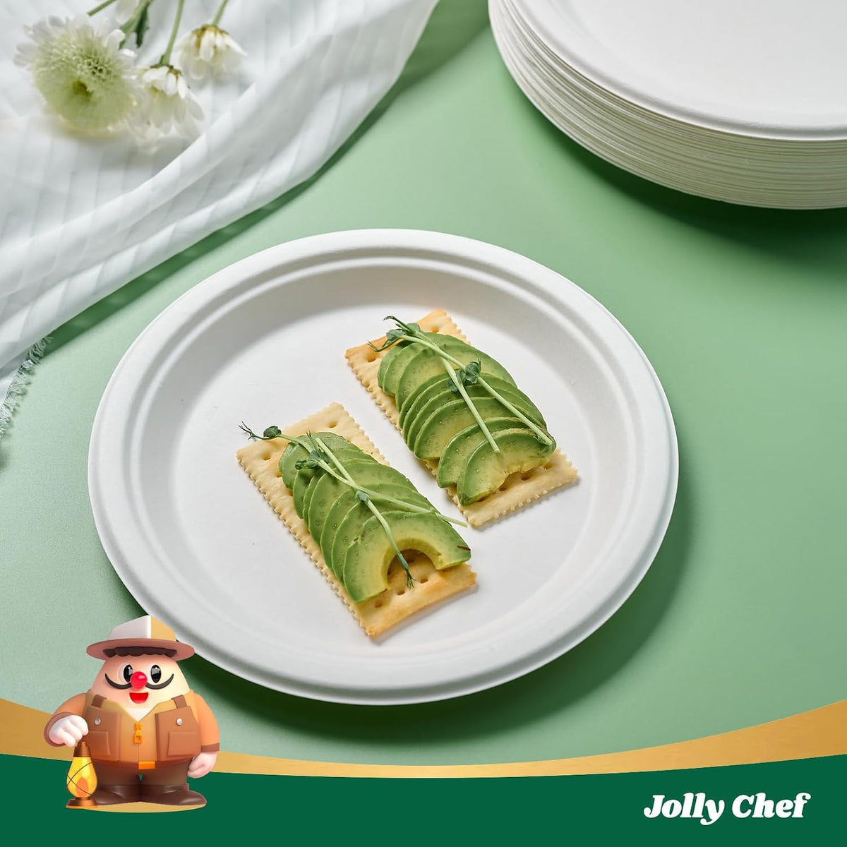 Compostable Heavy Duty Plates   [ ] Eco-Friendly Disposable White Paper Plates Made of Bagasse Biodegradable for Party Dinner Sugarcane Fibers Thanksgiving Day