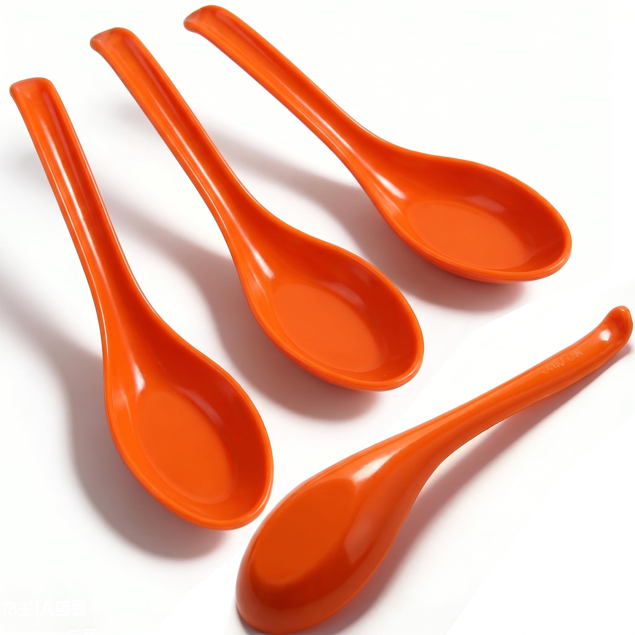 4PCS Asian Soup Spoons, Chinese Japanese Miso Ramen Wonton Dumpling Pho Rice Noodle Soba Soup Spoons, Red and Black Melamine Spoons