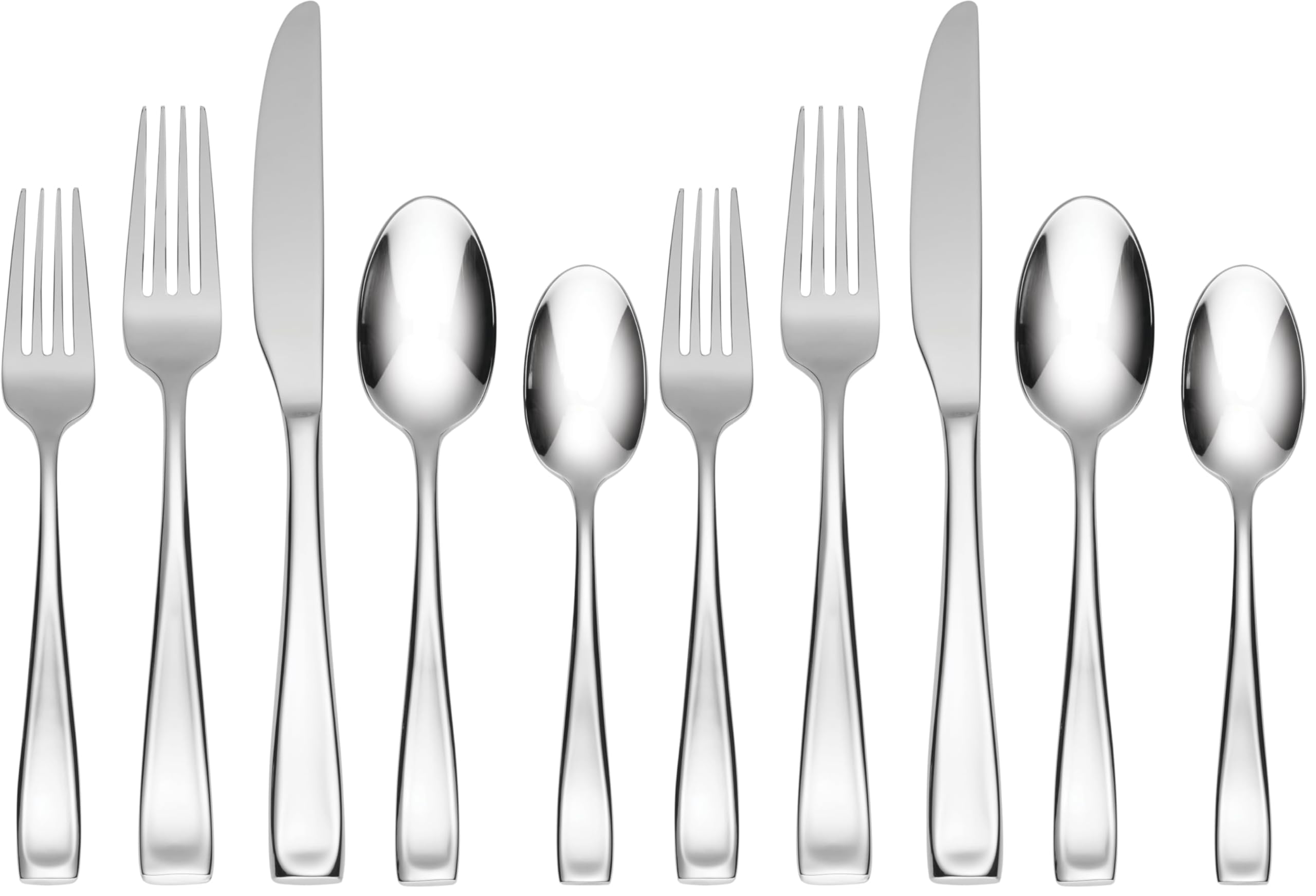 Oneida Moda Soup Spoons Silverware Set for 4, Flatware | mirror finish, dishwasher safe | great for soup, cutlery set, utensil set, rust resistant, kitchen essentials