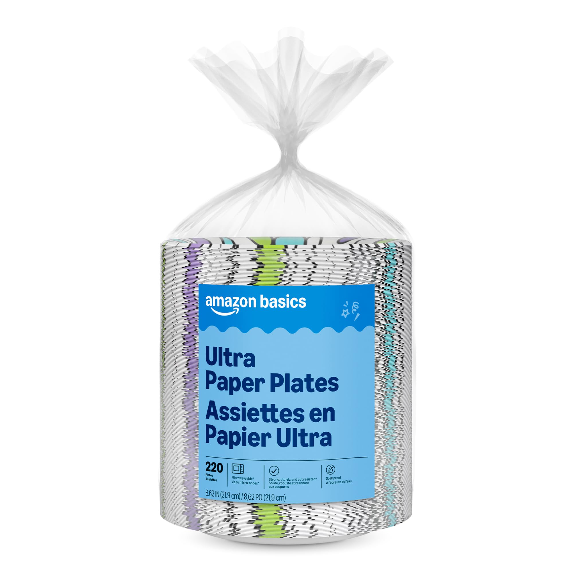 Amazon Basics Ultra Paper Plates, 10 Inch, Disposable, 372 Count (2 Pack of 186), Packaging May Vary