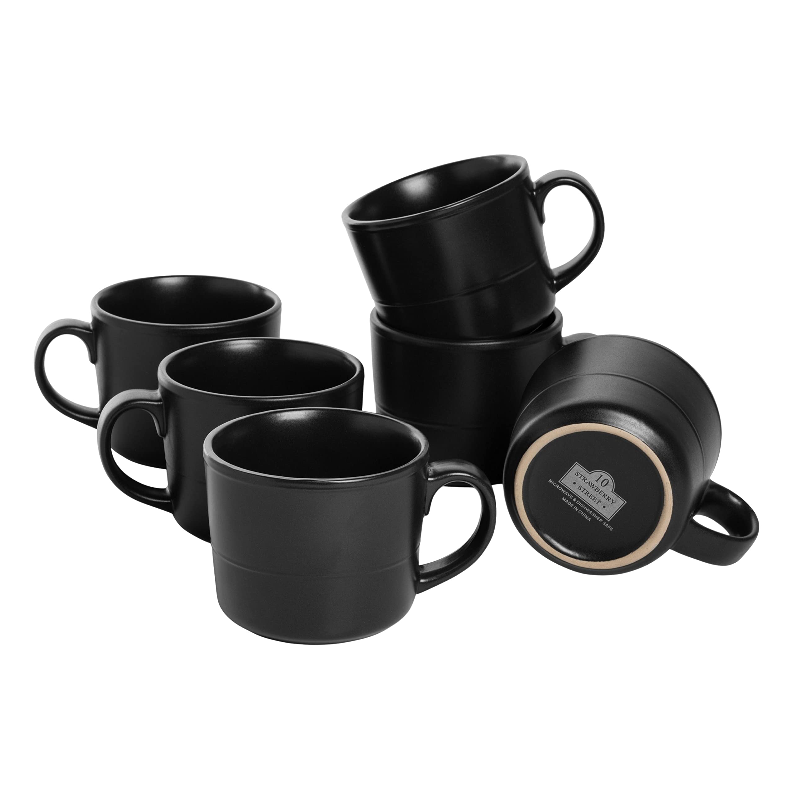 Double Line 10.5" Dinner Plate, Set of 6, Matte Black
