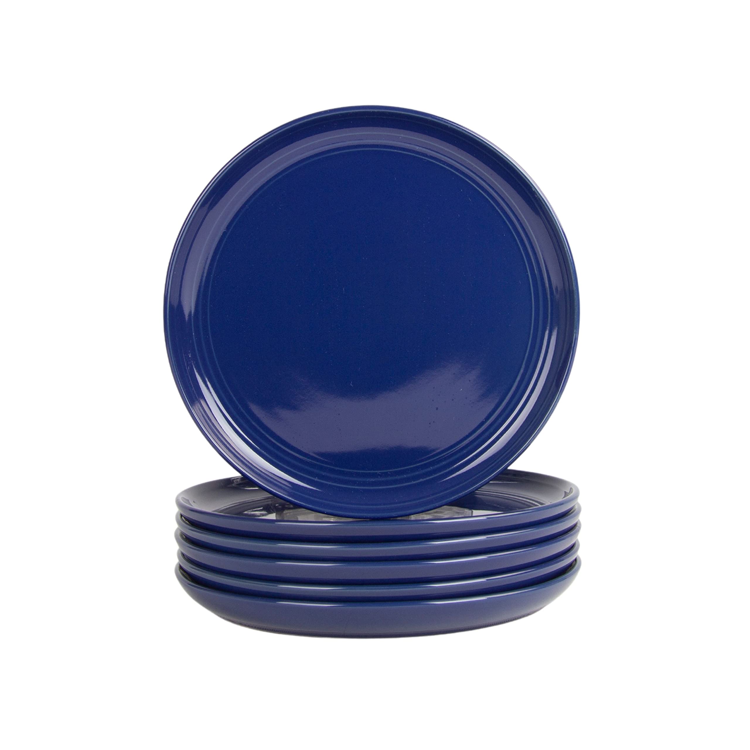 Double Line 10.5" Dinner Plate, Set of 6, Matte Black
