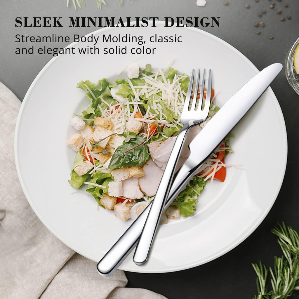 30 Pieces Silverware Set, Flatware Cutlery Set for 6, 18/10 Stainless Steel Silverware Utensils Minimalist Design Dishwasher Safe