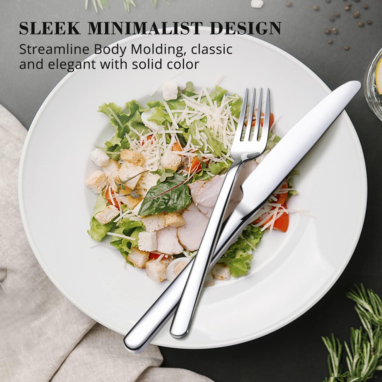 30 Pieces Silverware Set, Flatware Cutlery Set for 6, 18/10 Stainless Steel Silverware Utensils Minimalist Design Dishwasher Safe