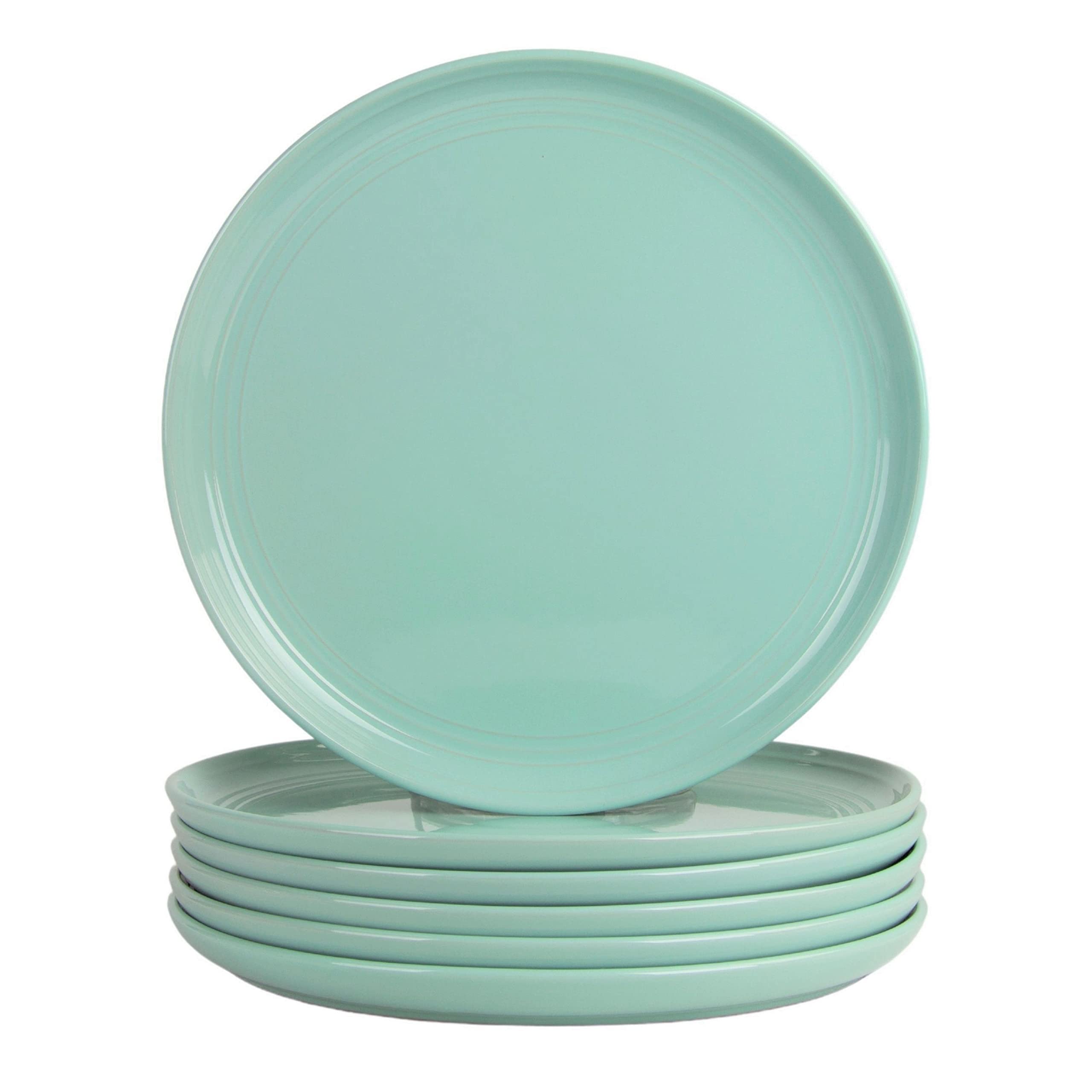 Double Line 10.5" Dinner Plate, Set of 6, Matte Black