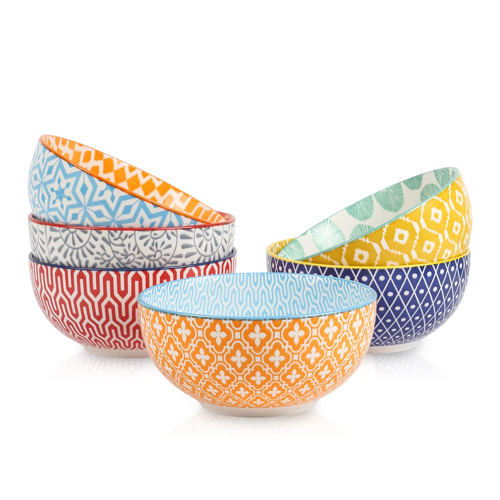Selamica Ceramic Cereal Bowls Set of 6, 24 Oz Deep Soup Bowls for Kitchen | 5.9 Inch Dessert Bowls for Salad, Pasta, Oatmeal, Ramen, Microwave Dishwasher Safe, Assorted Colors