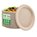 Vplus 100% Compostable Oval Paper Plates 12 inch 120 Pack, Nature | Super Strong, Disposable Paper Plates, Bagasse Natural Biodegradable, Sugarcane for BBQ, Party, Dinner, and Picnic