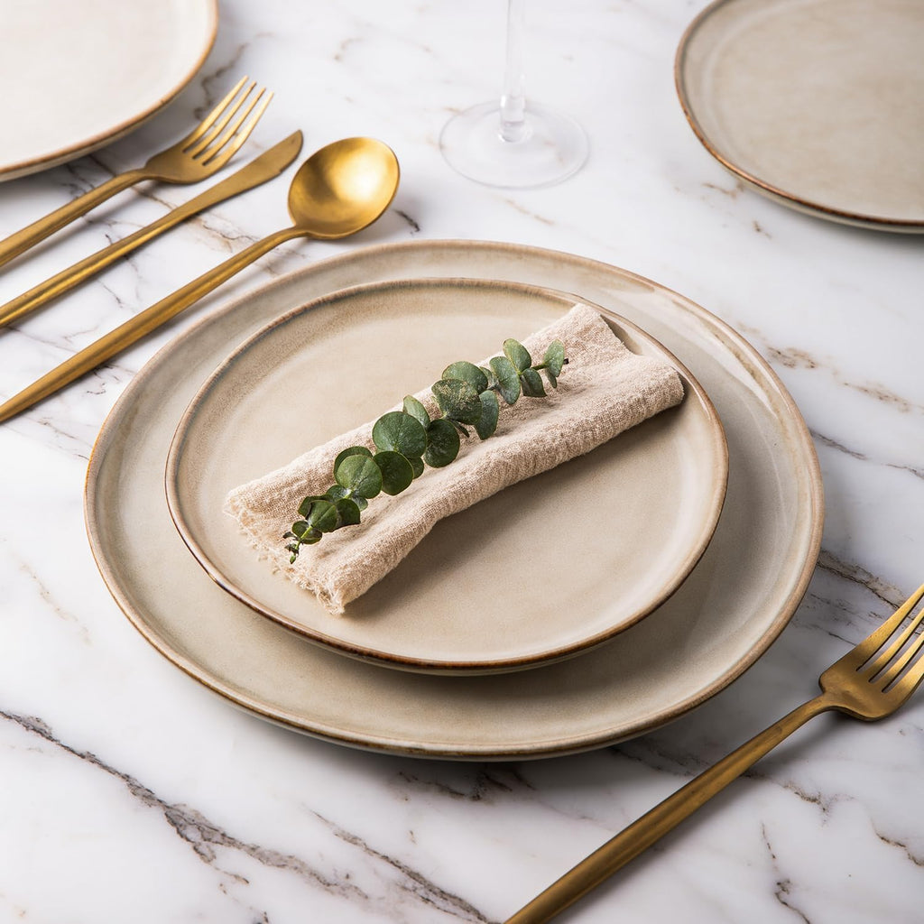 AmorArc Ceramic Dinner Plates Set of 6, 10.5 Inch Stoneware Plates Set | Handmade Reactive Glaze Plates, Rustic Shape Dinnerware Dish Set for Kitchen, Microwave & Dishwasher Safe, Scratch Resistant