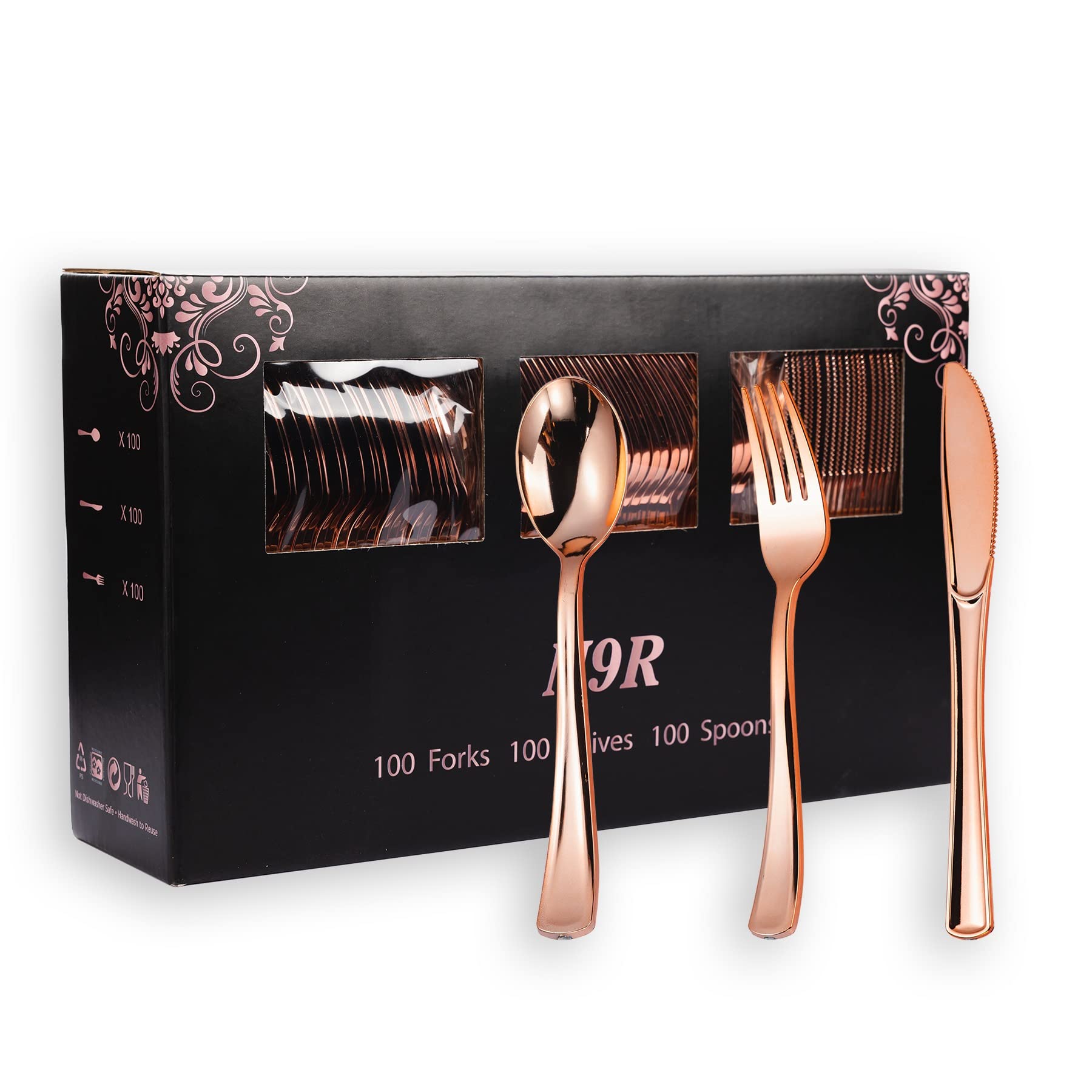 160PCS Gold Plastic Silverware, Disposable Plastic Cutlery/Utensils | Heavy Duty Flatware Kit , 80 Forks, 40 Spoons, 40 Knives , for Party, Wedding, Birthday & Everyday Use
