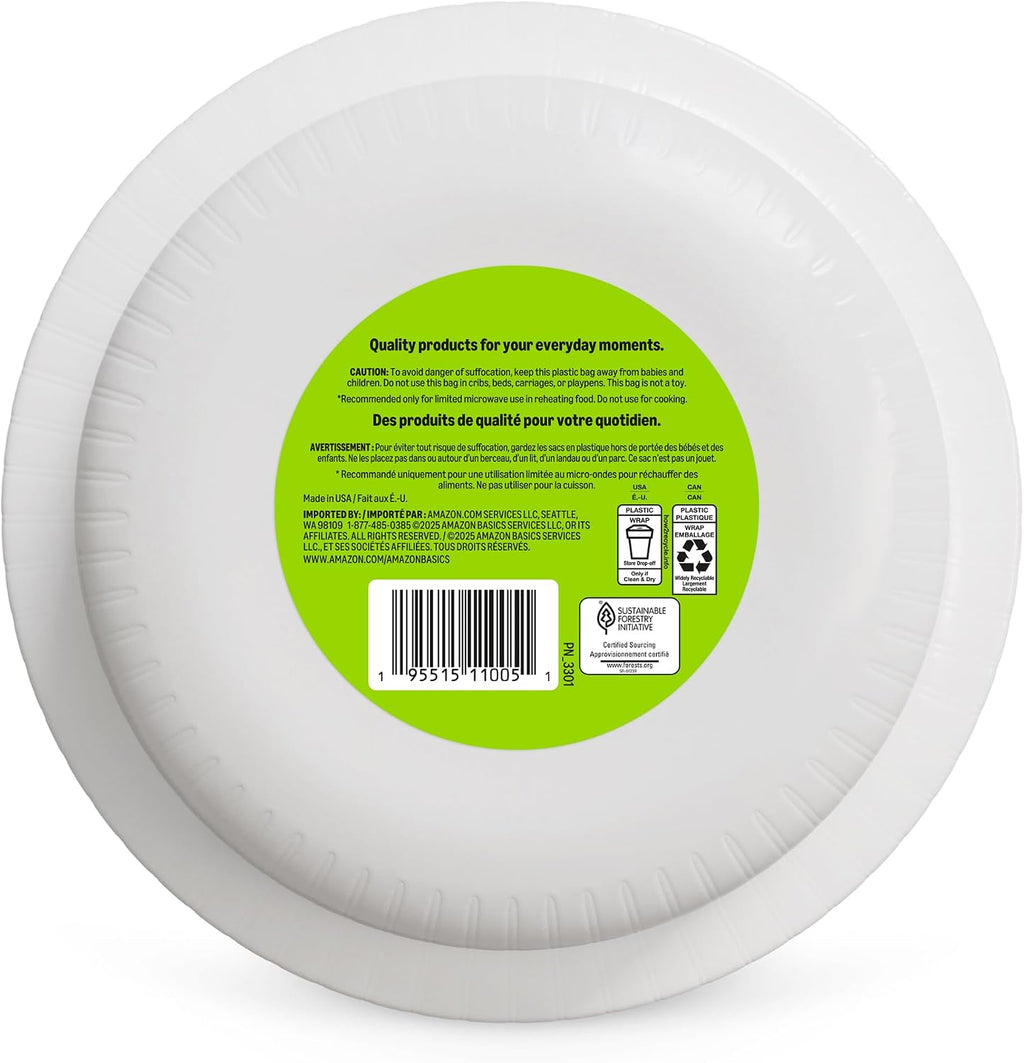 Amazon Basics Everyday Paper Bowls, 10 Oz, Disposable, 70 Count, White, Packaging May Vary