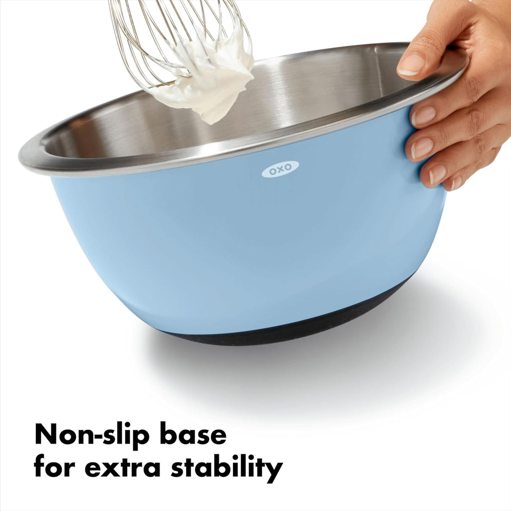 OXO Good Grips 3-Piece Stainless Steel Mixing Bowl Set - Blue/Gray