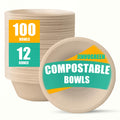 JINVOGREEN 500 Count 12 oz Paper Bowls, Compostable Bowls Bulk, White | Heavy Duty Disposable Bowls, Sugarcane Bagasse Bowls Bulk for Cereal, Snacks, Soup, Salads, Eco-Friendly, Microwave Safe