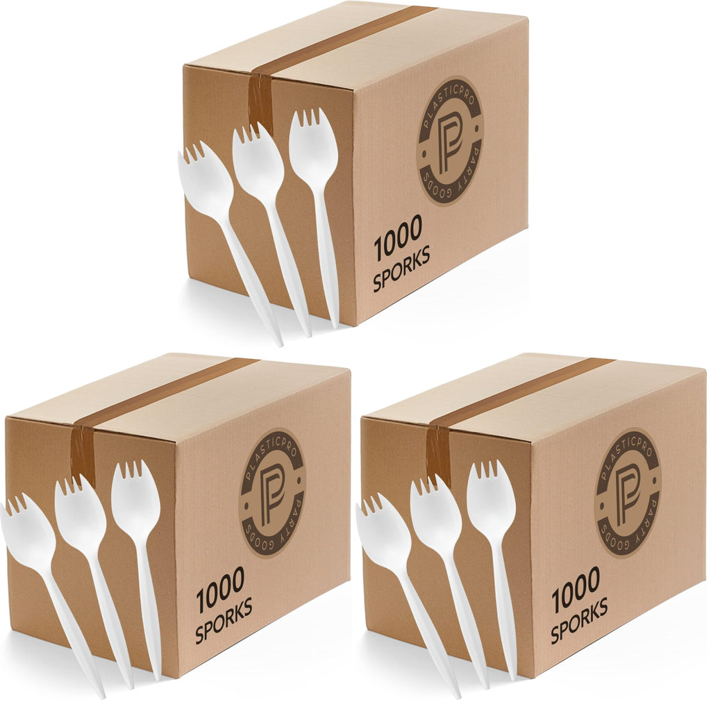 Plasticpro Cutlery Plastic Soup Spoons Medium Weight Disposable Silverware (White,1000 Soup Spoons)