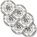 Dinner Plates Set of 6, 10.5 inch Blue Rose Floral Plate | Ceramic, White Porcelain Plate, Kitchen Plates Microwave Safe, Ideal for Salad, Pasta & Dessert