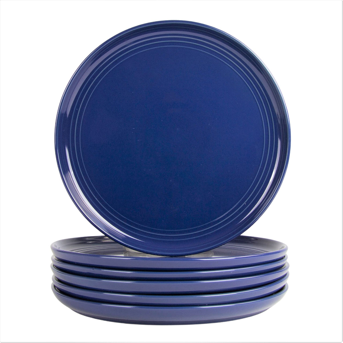 Double Line 10.5" Dinner Plate, Set of 6, Matte Black
