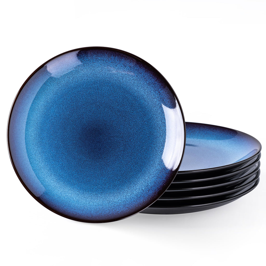 LERATIO Ceramic Dinner Plates Set of 6,10.5 Inch Reactive Glaze Plates | Porcelain Coupe Shape Dinnerware Dishes Set for Kitchen,Oven& Microwave & Dishwasher Safe,Scratch Resistant-Gray Blue