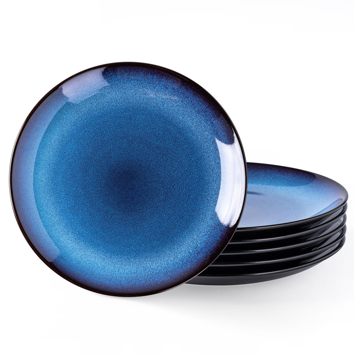 LERATIO Ceramic Dinner Plates Set of 6,10.5 Inch Reactive Glaze Plates | Porcelain Coupe Shape Dinnerware Dishes Set for Kitchen,Oven& Microwave & Dishwasher Safe,Scratch Resistant-Gray Blue