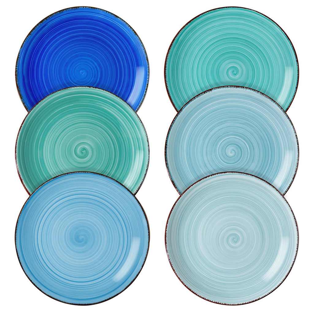 vancasso Bonita Blue Salad Plate Set of 6, 7.5 Inch Ceramic Dinner Plate, Dishwasher and Microwave Safe