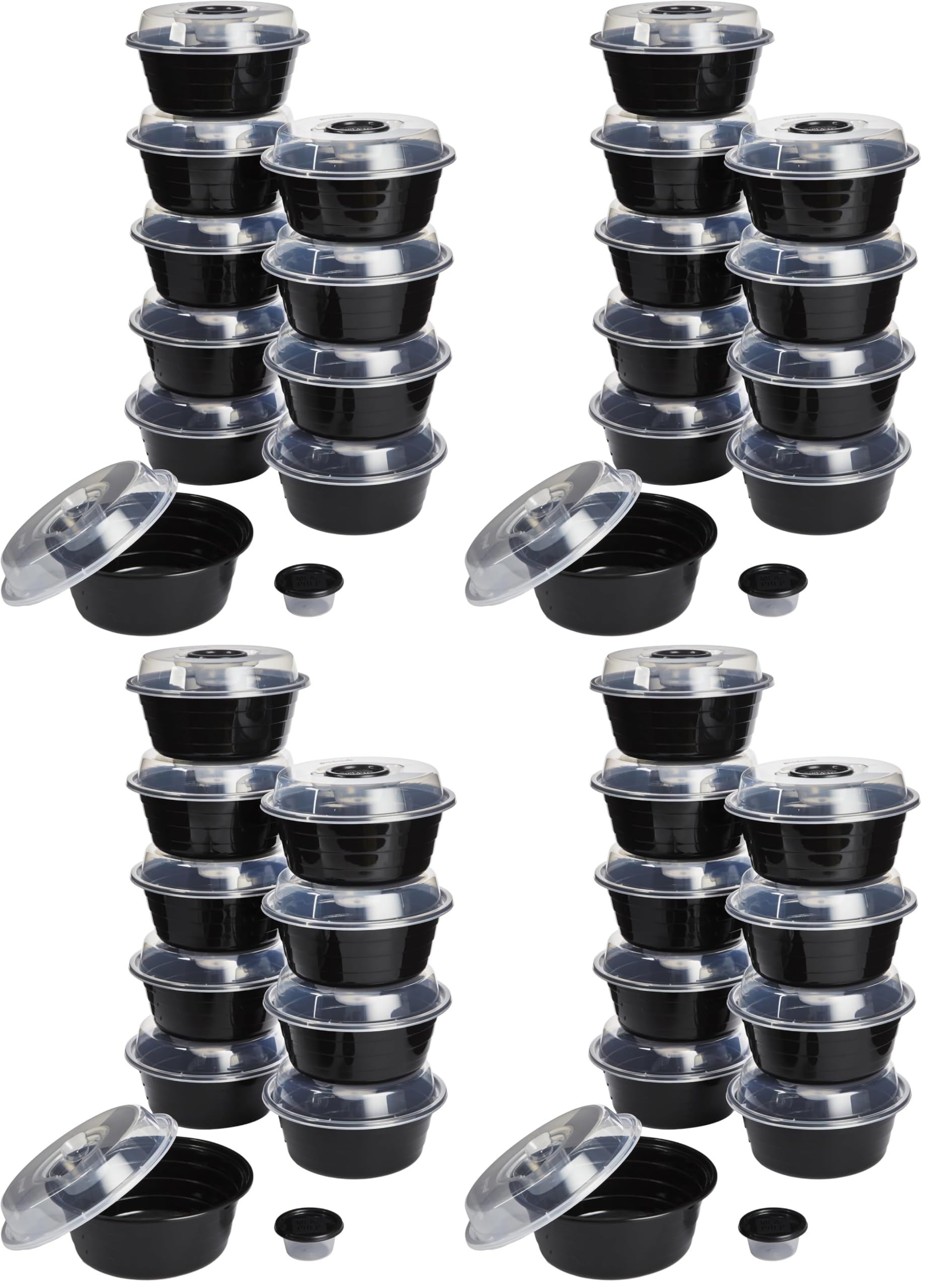 GoodCook 4-Cup Meal Prep Bowls Set with Lids and Dressing Cup, Microwavable Food Storage Containers for Meal Prepping, Set of 10, Black