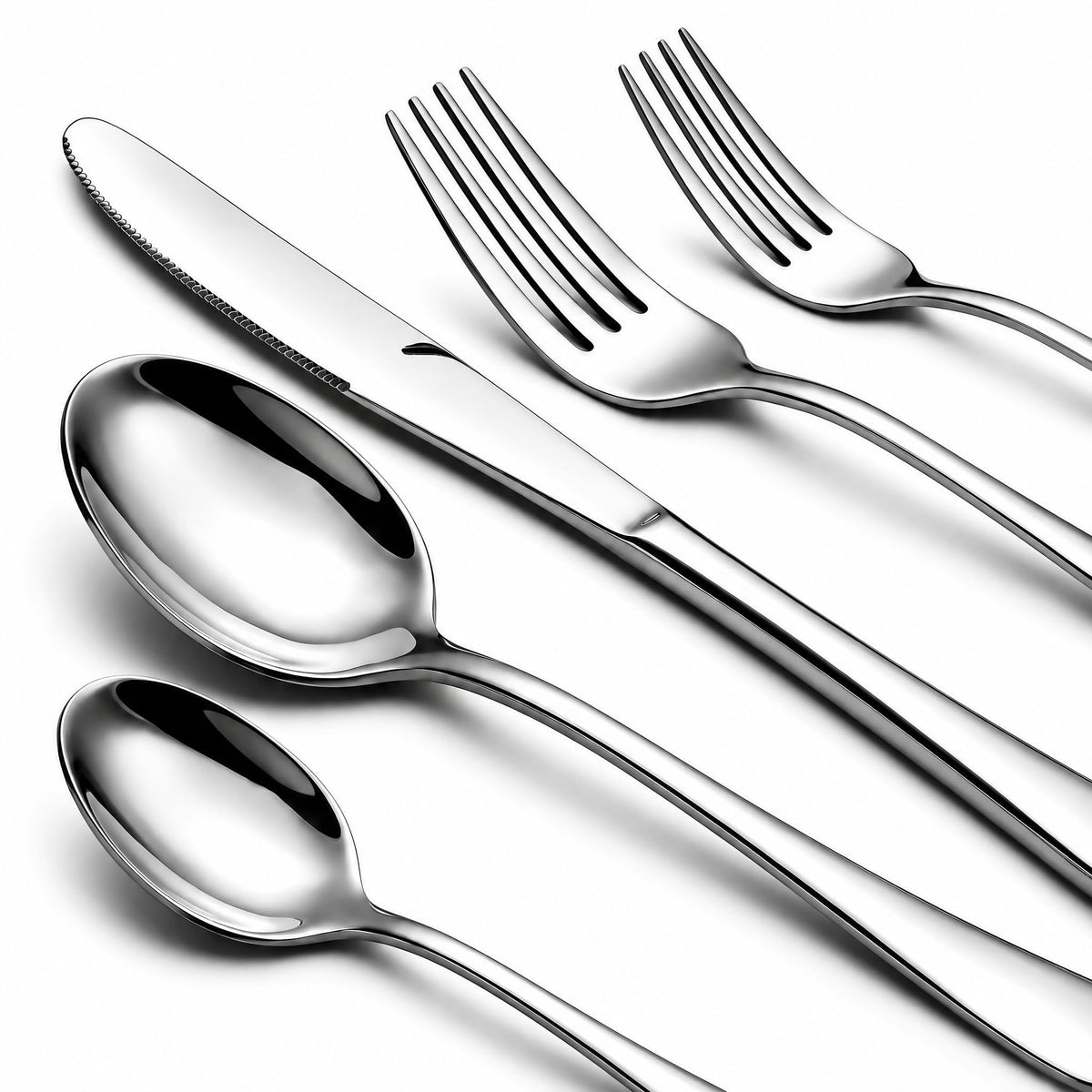 NICE KITCHEN Silverware Set, 40 Piece Stainless Steel Cutlery Sets for 8 | Heavy Duty Flatware, Mirror Polished Forks Spoons and Knives Set, Reusable Utensils for Home Kitchen, Dishwasher Safe