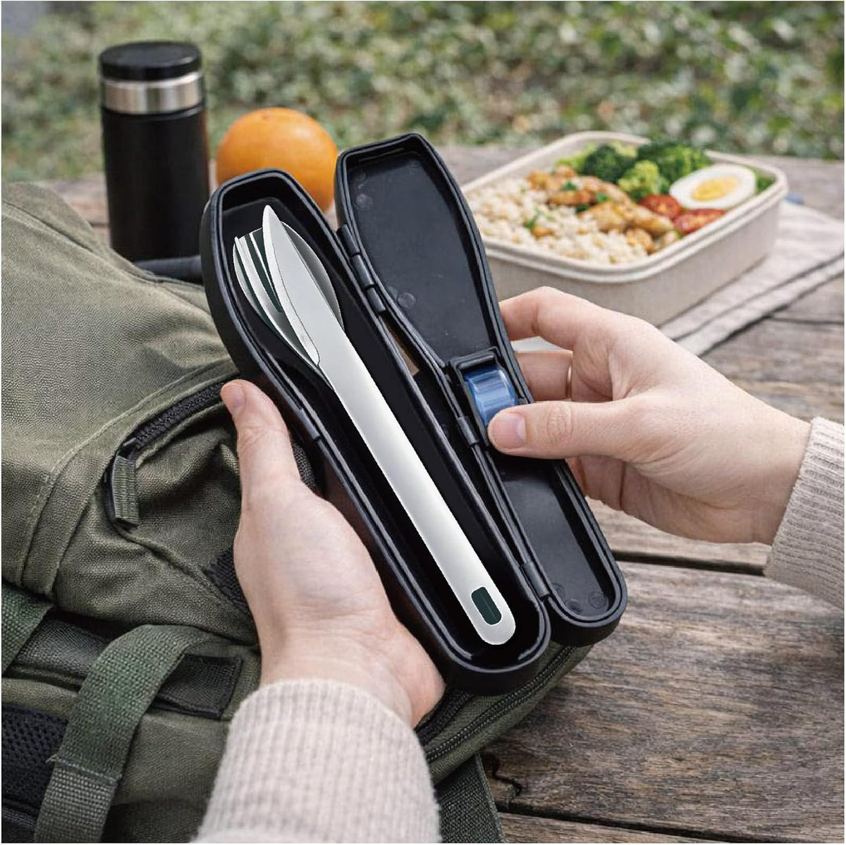 Travel Utensils Set with Case [Made in Japan] Matte Finish Knife Fork Spoon Noise Free Portable Case Lunch Box Cutlery Set for Work Reusable Stainless Steel