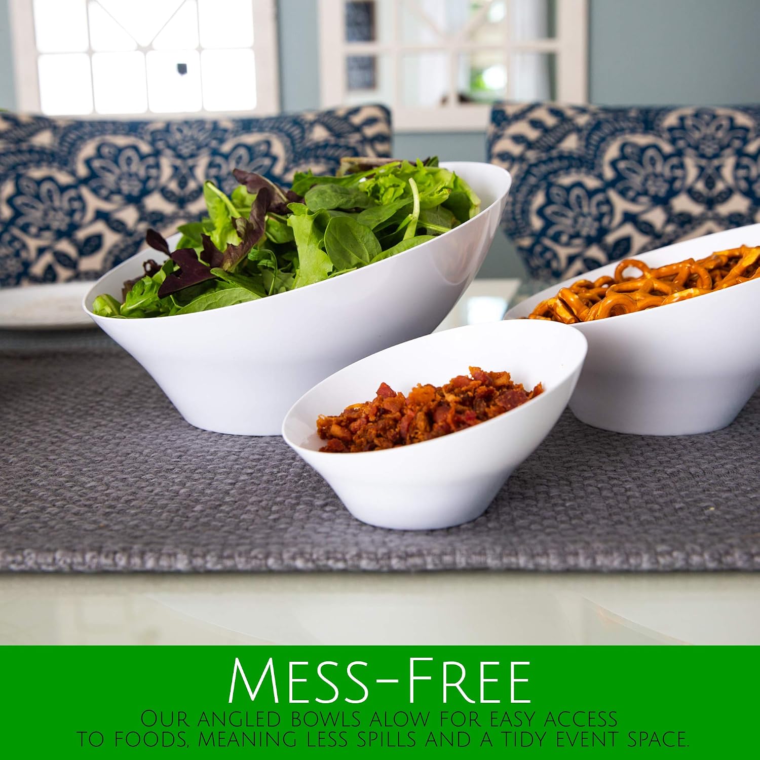PLASTICPRO Disposable Angled Plastic Bowls Round Medium Serving Bowl, Elegant for Party's, Snack, or Salad Bowl, Clear Pack of 4
