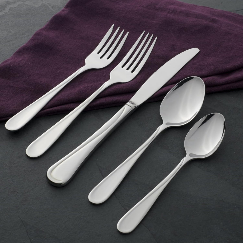 Oneida Flight Dinner Spoons Silverware Set for 4, Flatware | 18/0 stainless steel, mirror finish | dishwasher safe | great for soup or everyday dining, cutlery set