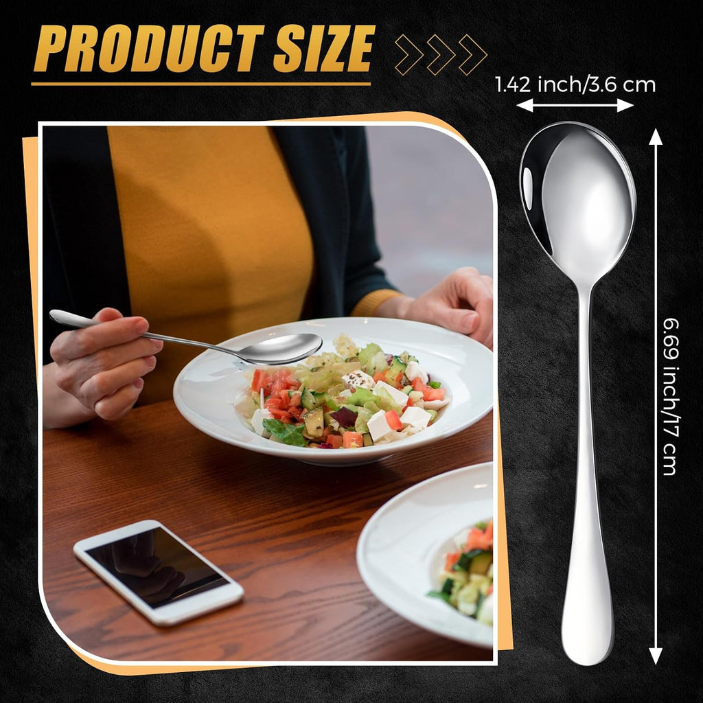 Nuogo 100 Pcs Soup Spoons Bulk, Stainless Steel, Silver | Mirror-polished Metal Round Dessert Silverware for Cereal, Home, Restaurant and Kitchen, Dishwasher Safe