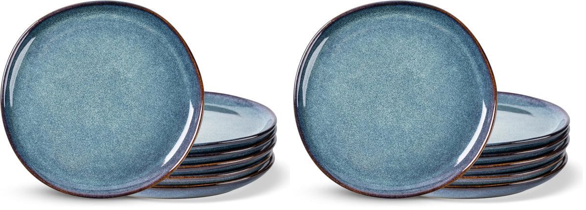 AmorArc Ceramic Dinner Plates Set of 6, 10.5 Inch Stoneware Plates Set | Handmade Reactive Glaze Plates, Rustic Shape Dinnerware Dish Set for Kitchen, Microwave & Dishwasher Safe, Scratch Resistant