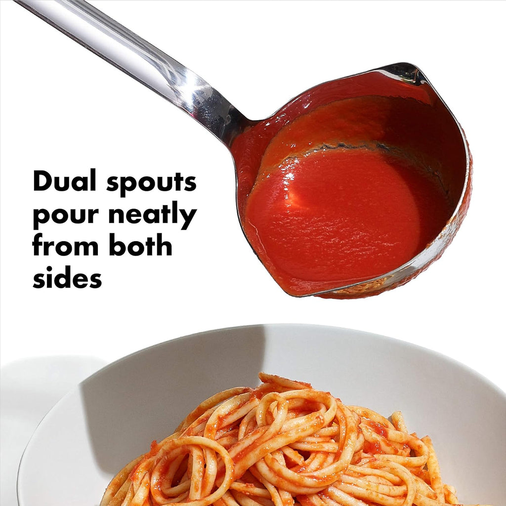 OXO Good Grips Stainless Steel Soup Ladle with Pour Spout | Comfortable Non-Slip Handle, Drip-Free Pour Spout, Dishwasher Safe, Soups, Stews, Sauces, Everyday Cooking