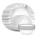 Corelle Vitrelle 18-Piece Service for 6 Dinnerware Set, Triple Layer Glass and Chip Resistant, Lightweight Round Plates and Bowls Set, Portofino