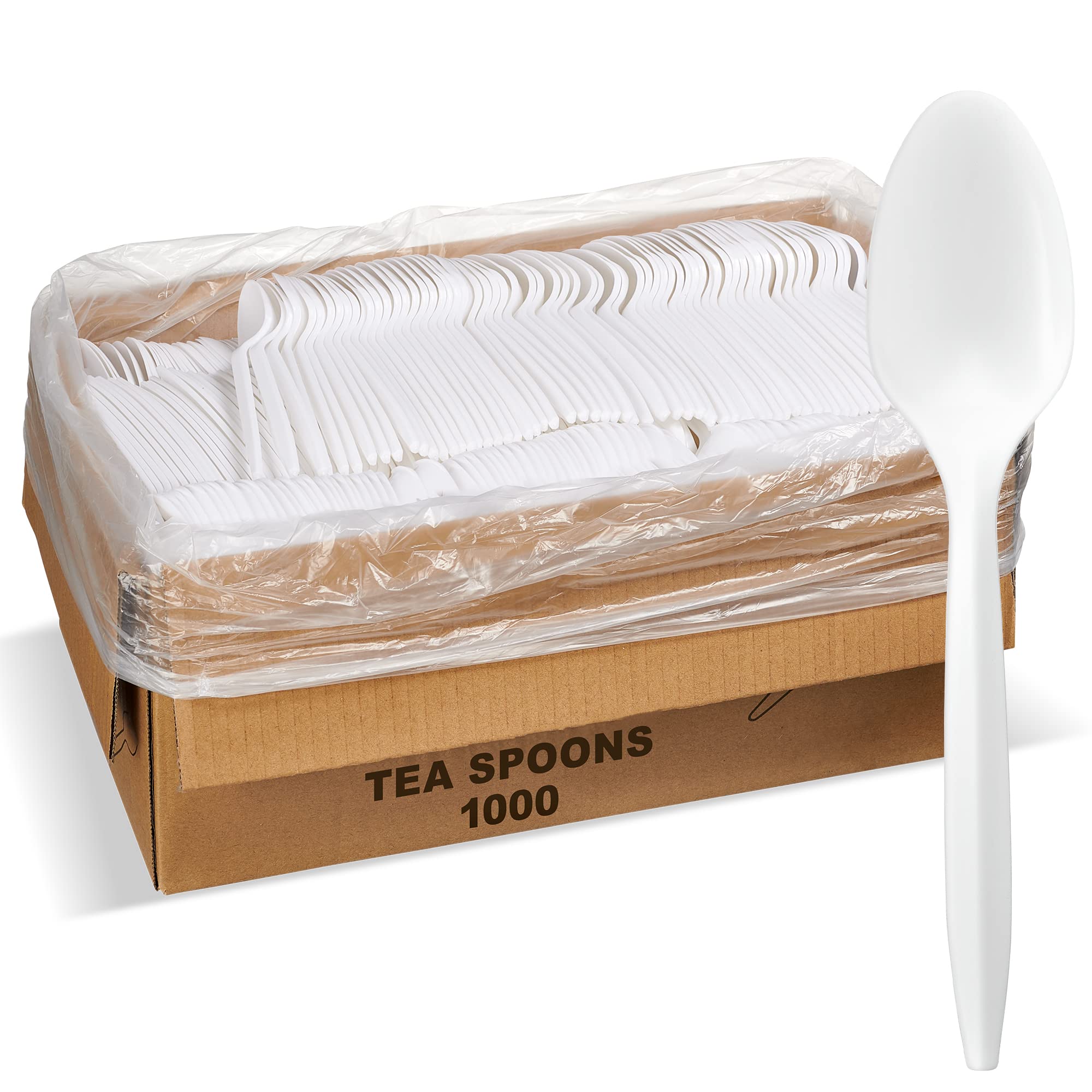 1,000 Plastic Disposable Soup Spoons Bulk White Medium Weight Disposable Silverware Plastic Cutlery Spoons
