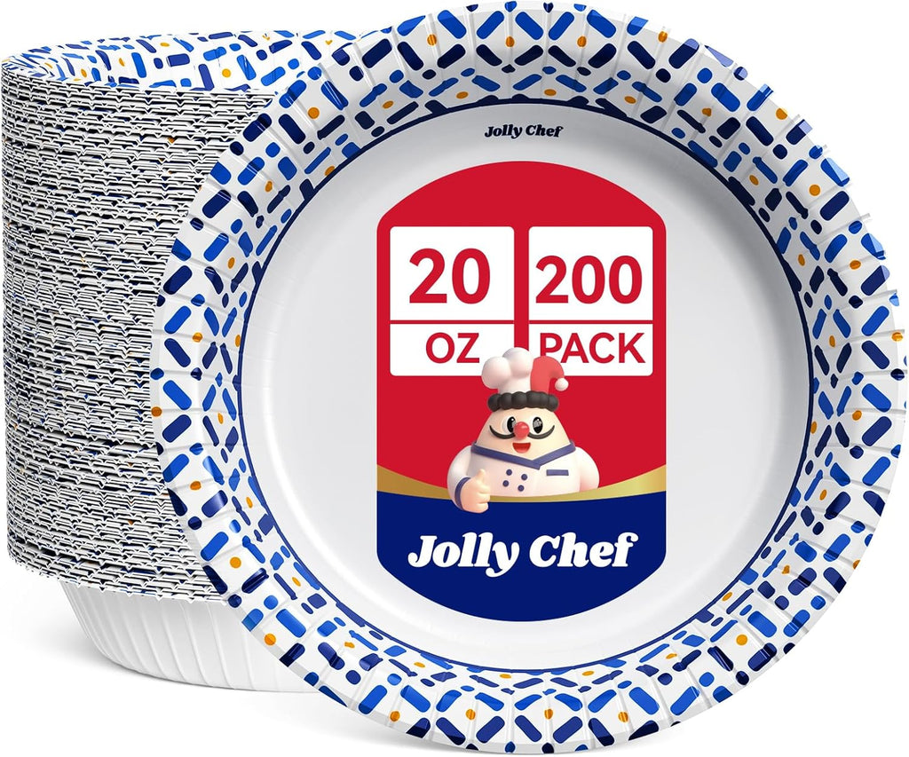 20 oz Paper Bowls, 200 Count Large Disposable Bowls Bulk for Breakfast, Lunch, and Dinner Perfect for Picnic, Daily use and Party